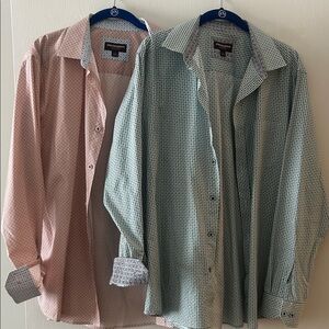 Johnston & Murphy Pink and Green Casual Button Down Shirts